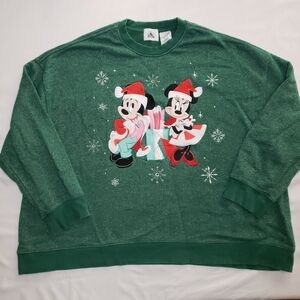Disney World Parks Santa Mickey & Minnie Holiday Christmas Sweatshirt Women 1X